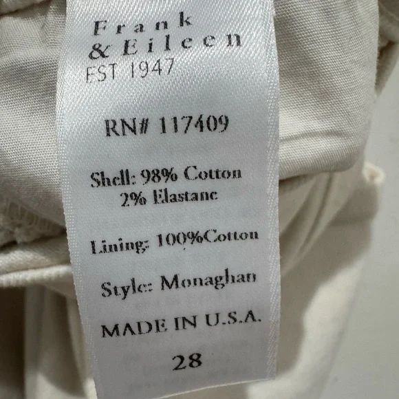 Frank & Eileen MONAGHAN Jeans in Cream, Italian Vintage Denim